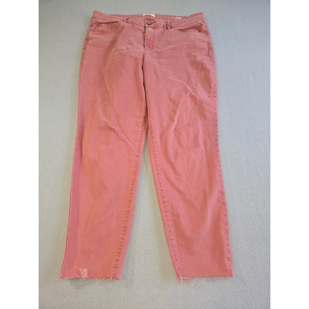 Nicole Miller Soho Ankle Skinny Jeans Womens 16 Pink High Rise Raw Hem Pants